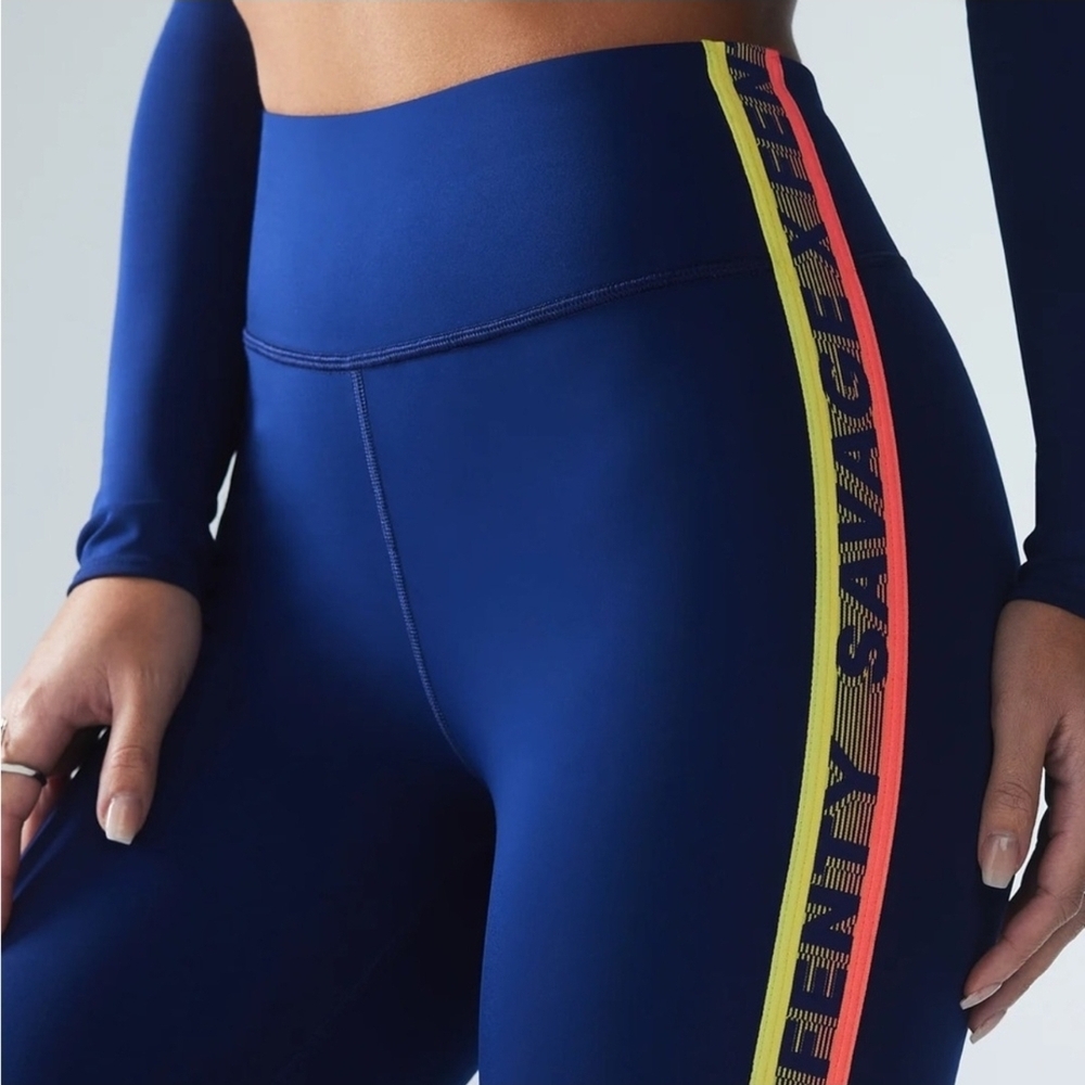 Savage X Fenty Navy Leggings with Neon Accents